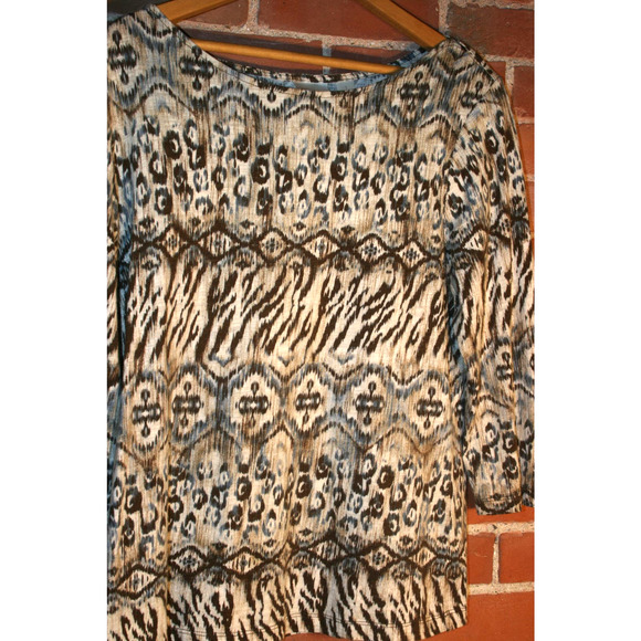 Chico's Desert Divisions Gigi Cotton & Modal Printed 3/4 Sleeve Blouse - Picture 3 of 6